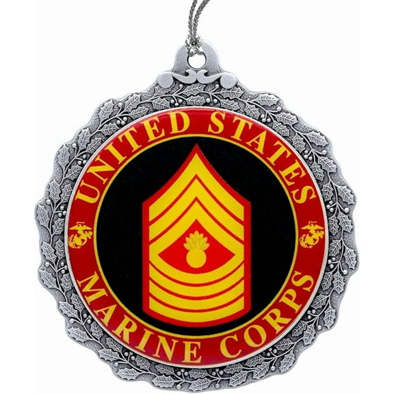 Indiana Metal Craft USMC Gunnery Sergeant Rank Pewter Christmas Ornament, Made in USA