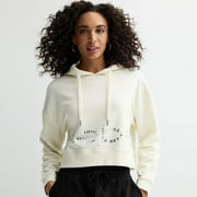 Women's bebe Embellished Cropped Hoodie Color: White Size: SMALL