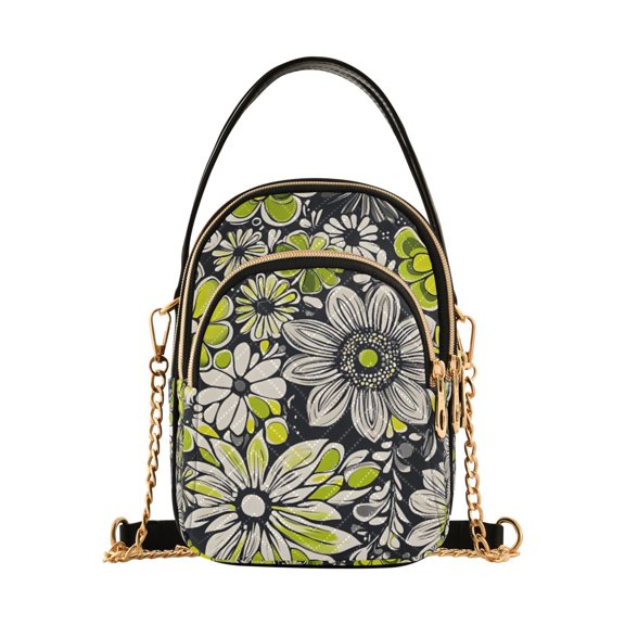 FORMRS Crossbody Bag for Women Shoulder Cell Phone Purse with Zipper, Beige Flower Pattern