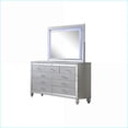 thumbnail image 2 of Bedroom Set King 4 PC with LED Lights, Matte Silver Wood | Wood | Double Dressers, 2 of 10