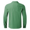 thumbnail image 6 of UVEASISHA Mens Long Sleeve Casual Cotton Linen Shirts Solid Loose Button Down Shirt for Men Big and Tall Lightweight Beach Shirts Summer Vacation Shirt Green 4XL, 6 of 6
