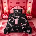 thumbnail image 2 of meiyoeat Pink Cute Bow Twin Duvet Cover,Initial Letter L Twin Bedding For Girl,Pink Reversible,2 Pieces,1 Duvet Cover and 1 Pillowcase, 2 of 6