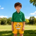 thumbnail image 5 of ITSAME Swim Trunks for Boys, Elastic Waist Funny Expression Print Loose Fit Summer Quick-Dry Beach Shorts Orange 5T, 5 of 6