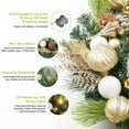 thumbnail image 5 of 24-Inch Pre-Lit Golden Christmas Wreath with 20 LED Lights & 8 Modes, Rattan Base, Pine Cones, Balls & Stars – Battery Operated Holiday Wreath for Door, Window, or Mantel, 5 of 9