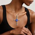 thumbnail image 6 of Juwaliy 925 Sterling Silver Plated Celtic Cross Necklace for Women,December Birthstone Rose Flower Pendant Irish Jewelry Christmas Valentines Birthday Gift for Mother/Wife/Daughter, 6 of 10