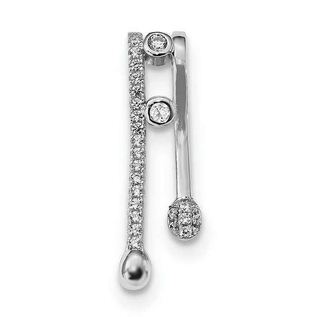 925 Sterling Silver Cubic Zirconia Cz Floating Open Chain Slide Pendant Necklace Charm