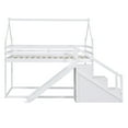 thumbnail image 5 of Kacho House Bunk Bed Twin over Twin with Slide and Storage Stairs, Wood Bunk Bed Frame with Roof and Safety Guardrails, Floor Bunk Bed for Teens , Fun Play Design, White, 5 of 9