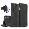 thumbnail image 1 of Feishell Wallet Case Fit for Samsung Galaxy S22 5G,Drop Protection PU Leather Zipper Pocket Magnetic Clasp Flip Holder ID Credit Card Slots Ultra Thin Phone Cover with Wrist Strap,Black, 1 of 15