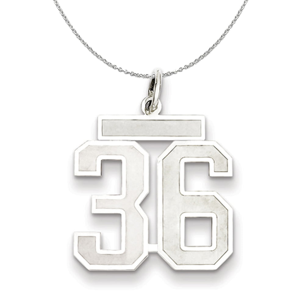 925 Sterling Silver Rhodium-plated Small Satin Milestone Number 38 Charm 