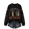 thumbnail image 3 of LTTVQM Womens Halloween Sweatshirt Vintage Witch Salem Skull Print Crew Neck Baggy Fit Breathable Fabric For Halloween Trick Or Treat Outfits Blouses, 3 of 5