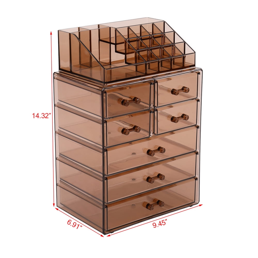 Private Jungle Makeup Organizer Acrylic Cosmetic Storage Drawers and Jewelry Display Box,7 Large Drawers,Brown Private Jungle Makeup Organizer Acrylic Cosmetic Storage Drawers and Jewelry Display Box,7 Large Drawers,Brown