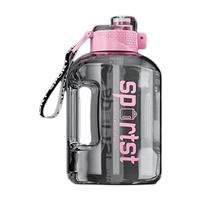 Portable Water Jug, Large Capacity Water Cup with Straw, Reusable Plastic Sports Fitness Cup with Carry Rope and Leather Case, for Gym, Home, and Outdoor Adventures