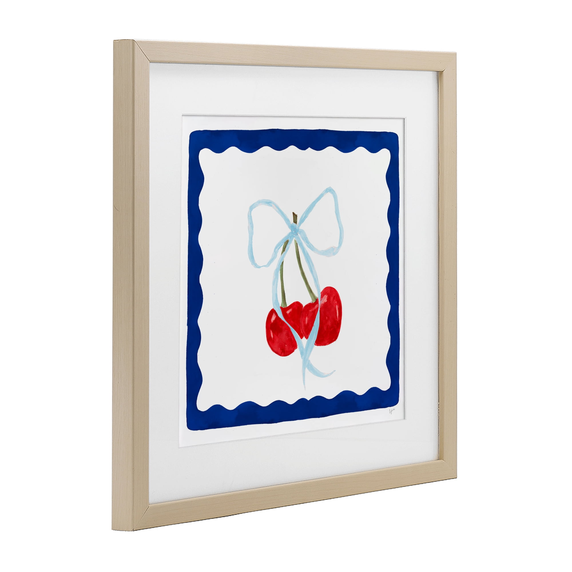 Stupell Industries Summer Bordered Cherries Birch Framed Print Under Glass, design by Lucille Price