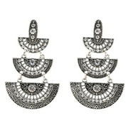 Crunchy Fashion Bollywood Style Traditional Indian Jewelry Oxidized Silver Dangle and Drop Earrings for Women (Silver Style-8)