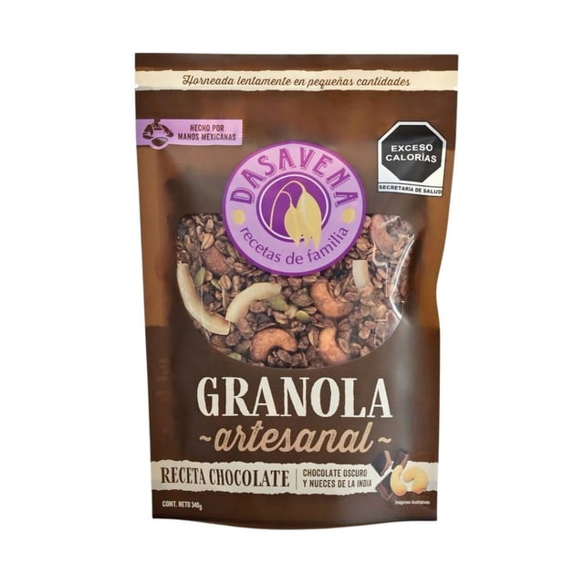 Granola Dasavena artesanal chocolate oscuro y nuez de la india 340 g
