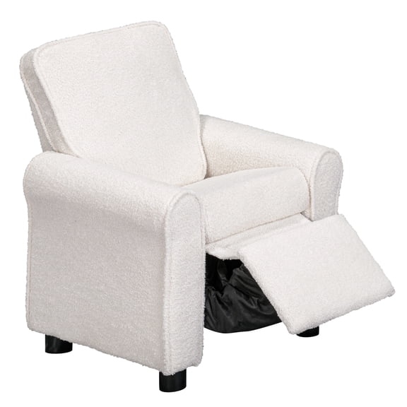 Olive & Opie Jordan Kids Recliner in Wooly White
