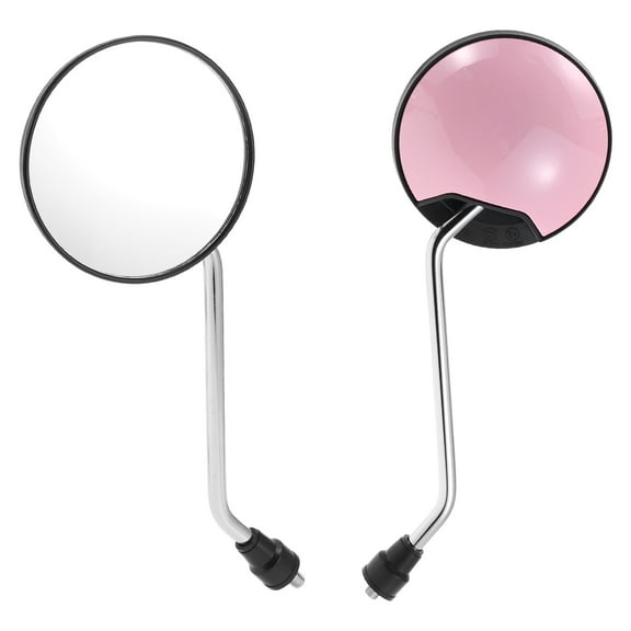 Unique Bargains 1 Set M8 Universal Motorcycle Rear View Mirrors Bar End Side Mirrors Mount Adjustable Iron Plastic Silver Tone Pink Round Shape