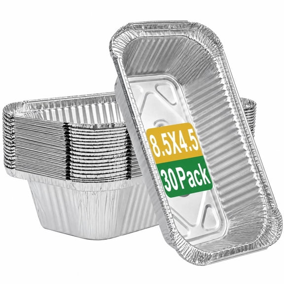 Treamon Aluminum Pans, Disposable Foil Cake Pans, 8.5" x 4.5" 30 Count