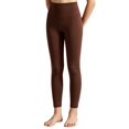 thumbnail image 2 of Resicozy Girls Athletic Leggings High Waisted Yoga Pants with Pockets Soft Stretch Fabric, Wide Waistband, for Running Dance Gymnastics Gym3-12 Years Wine 140, 2 of 6