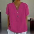 thumbnail image 2 of YOTMKGDO jelly color Short Sleeve V-Neck Shirt | Women's Fashi0nable Casual V Neck d Top T Shirt, summer tops for women (Hot Pink, S), 2 of 6