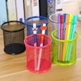 thumbnail image 6 of Pen Holder Large Capacity Wear Resistant Wrought Iron Desktop Pen Organizer Mesh Box for Home Pink Wrought Iron, 6 of 6