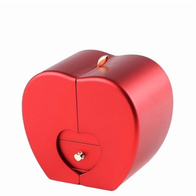 Necklace Gift Box Apple Shaped Jewelry Box with Rose Accents and Soft Interior Padding 1 Pack