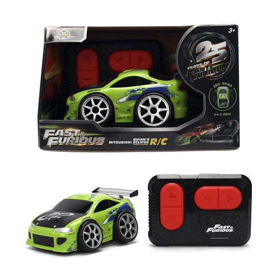 Jada Toys Fast & Furious 1:28 RC Small Blocks 1995 Mitsubishi Eclipse, Chibi-Style Remote Control Car