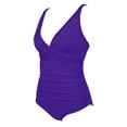 thumbnail image 4 of qucoqpe One Piece Swimsuit for Women Fashion Colorblock Gathering Bathing Suit Slim Mesh Wraps Ruched Swimwear, 4 of 6