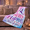 thumbnail image 6 of Merry Flipmas Gymnast Silhouette, Festive Holiday Scene, Warm Flannel Blanket for Living Room and Reading Nook, Art Lovers Valentine's Day Gift, Festive Home Decor, 6 of 9