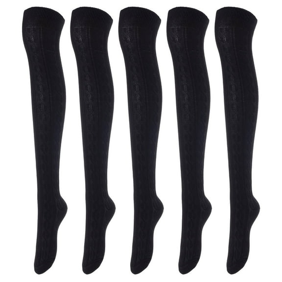Lovely Annie Women's 5 Pairs Over Knee High Thigh High Cotton Socks A1024 Size 6-9