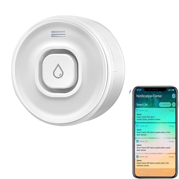 WiFi Water Leak Detector for Home, 100dB Water Sensor Alarm with Smart Life/Tuya App Alerts, No Hub Required, for Basement, Sink, Washer