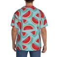 thumbnail image 5 of Vsdgher Watermelon Print Men's Wrinkle Free Untucked Cuban Shirt Business Casual Button Down Shirts Short Sleeve Shirt, 5 of 7
