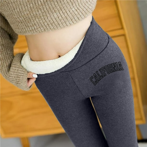 Gibobby pantalones de vestir mujer Leggings casuales para mujer Capris termicos con estampado de letras de cintura alta elastica de invierno Gris M Bodega Aurrera en linea
