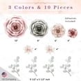 thumbnail image 3 of Rainbows & Lilies 10pc Pink, Gray, & Ivory 3D Paper Flowers for Wall Decor, Wedding Backdrop, Baby Shower, Bridal Party - Premium Indoor Floral Decor, 3 of 11