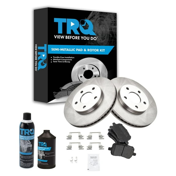 TRQ Front Premium Semi Metallic Disc Brake Pad & Rotor Kit w/Chemicals for HHR BKA15527