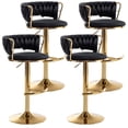 thumbnail image 1 of Juego de taburetes de bar Riknuxi Gold Velvet con respaldo bajo, 4 piezas, negro, 1 of 7