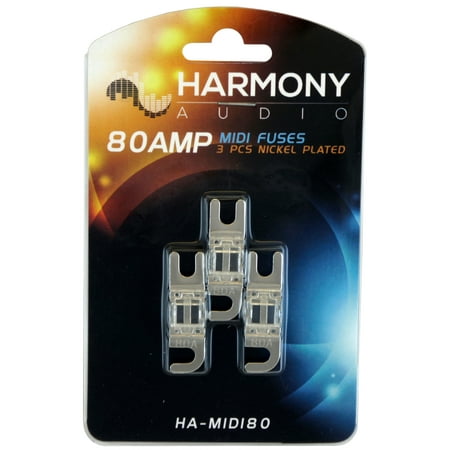 Harmony Audio HA-MIDI80 Car Stereo Fuseholder 3 Pack 80 Amp MIDI Fuses -