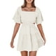 thumbnail image 1 of Vestido de mujer con cuello cuadrado y mangas acampanadas - Color liso, sin cintura, falda en capas, mangas cortas, 1 of 4