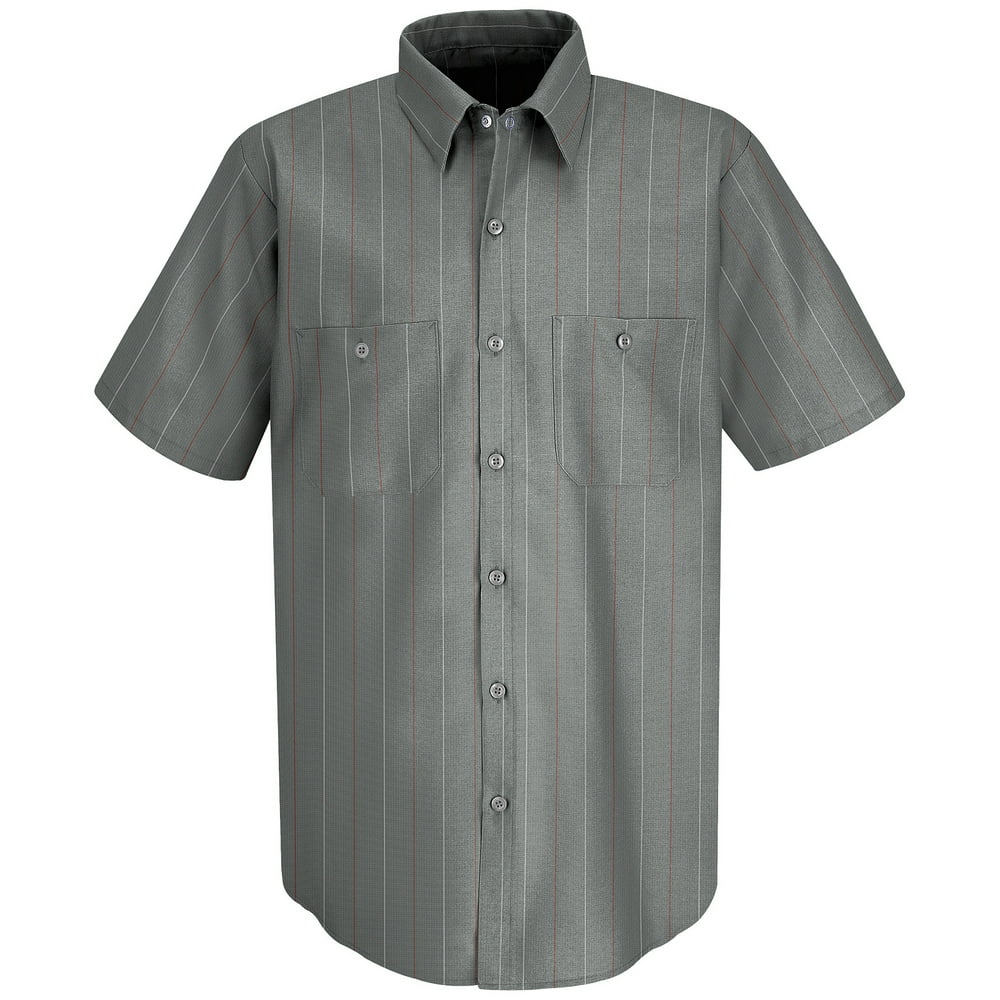 Red Kap - Red Kap Industrial Short Sleeve Work Shirt SP24 Charcoal/ Red ...