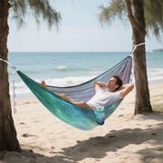 Wobogo Deep Outer Space Camping Hammocks 330 lb Capacity with Tree Straps and Hanging Pockets for Outside Hiking Beach Backpack Travel