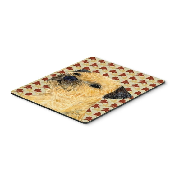 "Border Terrier Fall Leaves Portrait Mouse Pad Hot Pad or Trivet"
