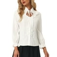 thumbnail image 1 of Blusa Victoriana para Mujer Allegra K Estilo Vintage con Volantes de Manga Larga Gótico Blanco L, 1 of 6