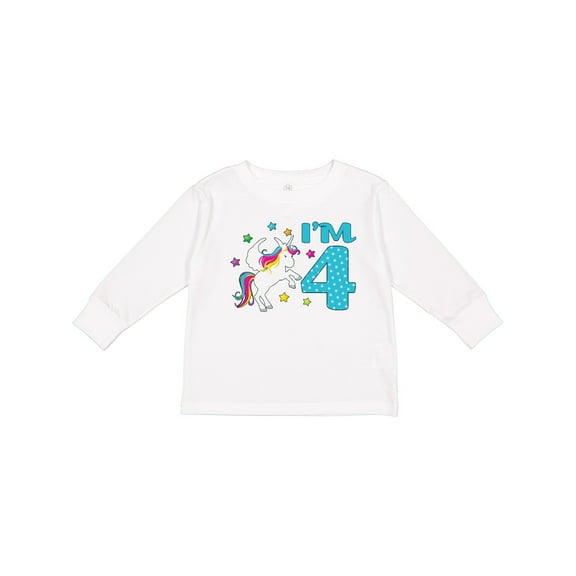 Inktastic I'm Four Unicorn 4th Birthday Boys or Girls Long Sleeve Toddler T-Shirt