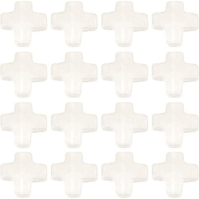 1 caja de 36 cuentas de piedra pequeñas de cuarzo para rosario de Pascua, piedras preciosas naturales, mini cruces transparentes, cuentas espaciadoras a granel