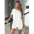 thumbnail image 2 of Conjunto de pijama Ekouaer para mujer, manga corta, ropa de salón, color blanco, XL, 2 of 6