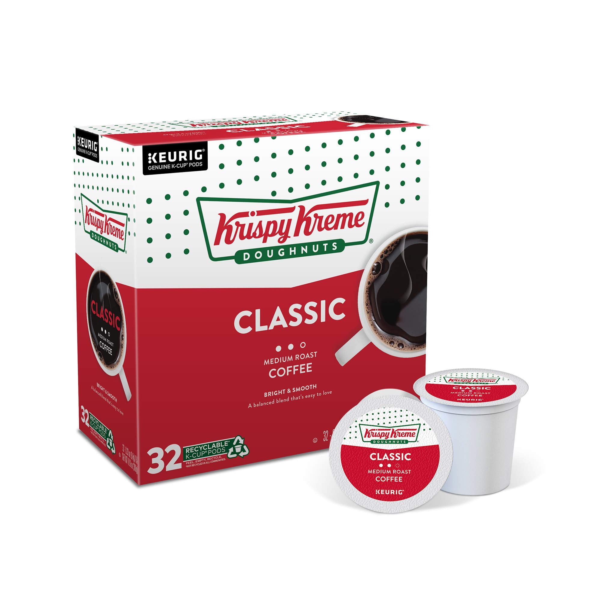 Krispy Kreme Classic, Single-Serve Keurig K-Cup Pods, Medium Roast Coffee, 32 Count