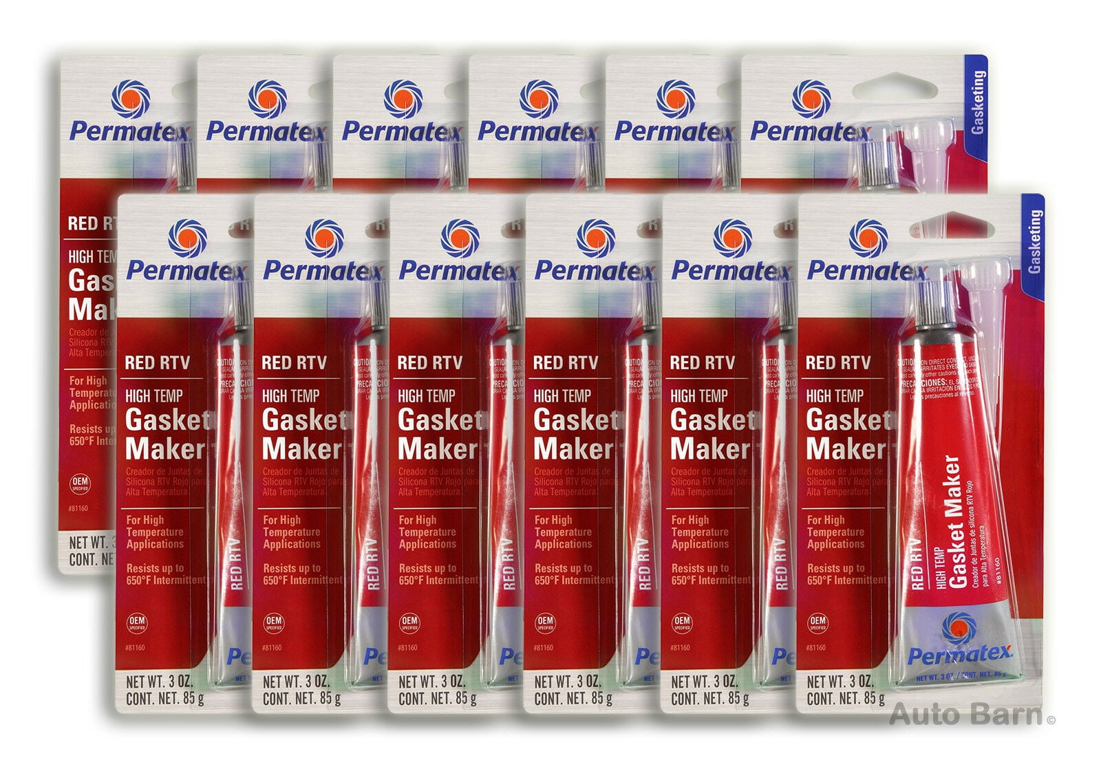 Permatex 8116012PK HighTemp Red RTV Silicone Gasket, 3 oz. (Pack of