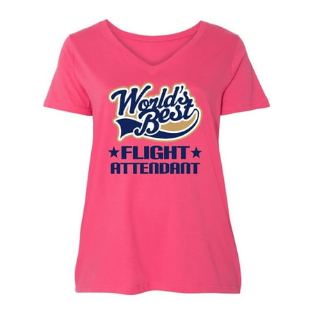 Worlds Best Flight Attendant Ladies Curvy V-Neck