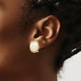 thumbnail image 3 of Primal Gold 14 Karat Yellow Gold 14-15mm White Freshwater Cultured Mabe Pearl Omega Back Earrings, 3 of 4