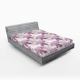 thumbnail image 2 of Ambesonne Floral Fitted Sheet, Art Hydrangea Azelea Flowers, Full Size, Pale Eggplant Pastel Pink, 2 of 5